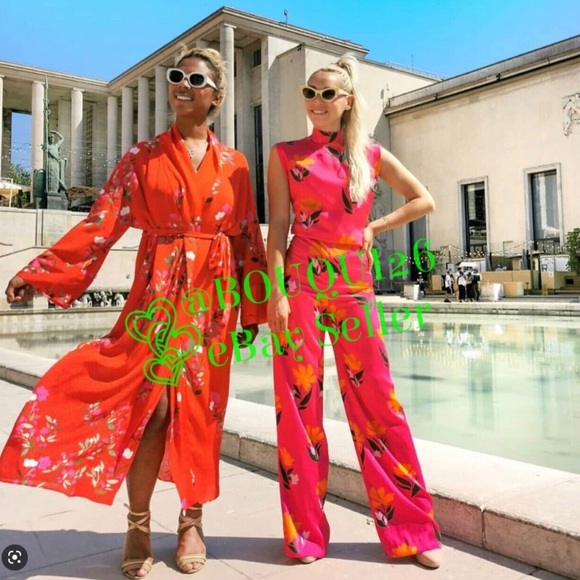 NWT. Zara Pink Satin Effect Flowers Print Sleeveless Jumpsuit. Size XS - Picture 8 of 14